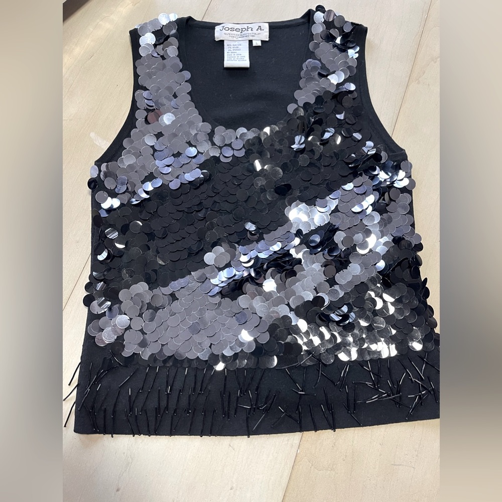 Joseph A Black Sequin Crop‎ Top